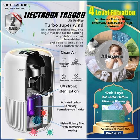 Amazon Best Seller Liectroux TR 8080 Home Air Purifier Pre Filter And