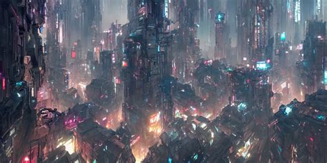 Several Cyberpunk City Design By Greg Rutkowski Feng Stable