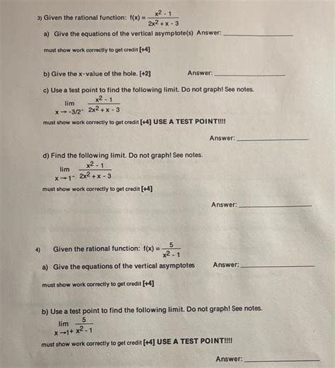 Solved 3 Given The Rational Function F X 2x2 X−3x2−1 A