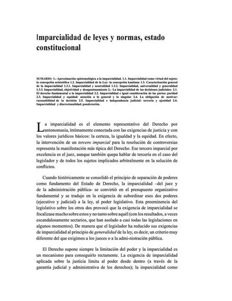 Imparcialidad De Leyes Y Normas Estado Constitucional Derecho Y