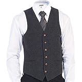 Rongkim Men S Brown Wool Herringbone Groom Vest Formal Groom S Wear