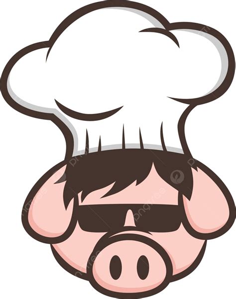 Master Chef Pig Pork Bacon Theme Cartoon Food Hat Master Vector Food