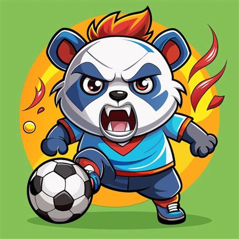 Premium Vector A Cartoon Image Of A Panda With A Soccer Ball In His Mouth