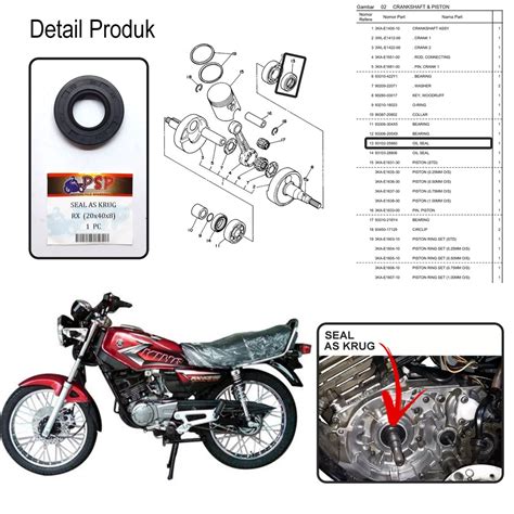 Jual Seal As Krug RX 20 X 40 X 8 Kiri Sil Kruk As Yamaha RX 100 RS