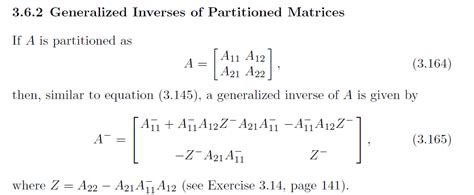 Linear Algebra Generalized Inverse Of X Block Matrix