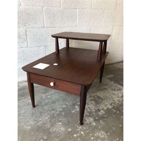 Vintage Mid Century Modern Walnut Two Tiered Side Table Chairish