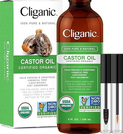 Aceite De Ricino Cliganic Puro Para Pesta As Cejas Cabello