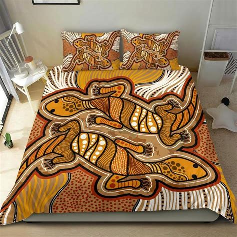 AIO Pride Aboriginal 3 Piece Duvet Cover Set Indigenous Two Lizard