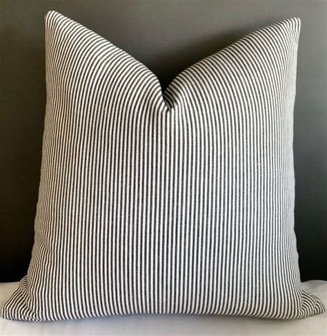 Charcoal Ticking Pillow Cover Mattress Stripe 20x20 Grey 16x16