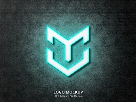 Premium Psd 3d Neon Logo Mockup