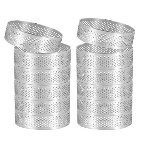 12 Pack Stainless Steel Tart Rings 3 In Perforated Cake Mousse Ring