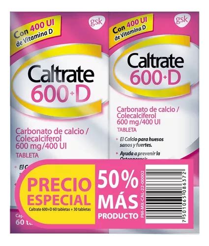 Caltrate Suplemento De Calcio Mg Tabletas Sabor Sin Sabor