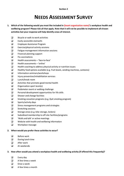 Health And Wellbeing Survey Form In Word And Pdf Formats Page 6 Of 7