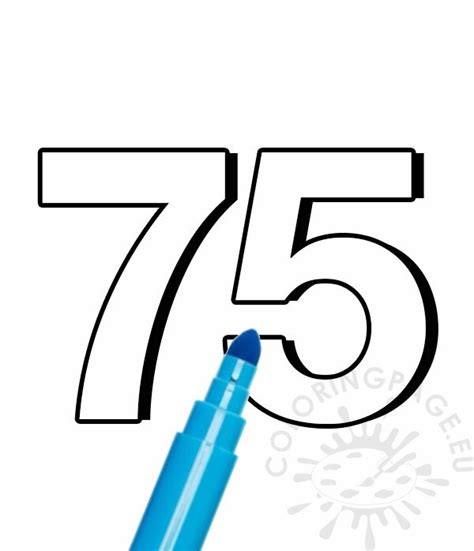 Number 75 Template Coloring Page