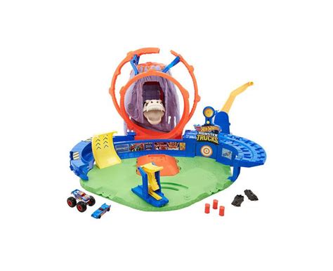 Hot Wheels Monster Trucks T Rex Volcano Arena Playset Catch Au