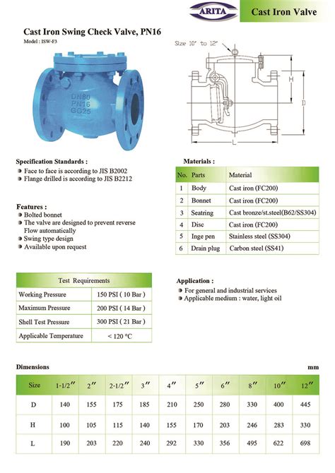 Cast Iron Swing Check Valve Pn16 Pneumaengineering