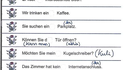 Deutsch ist schön kommt A1 Übung Deklination Akkusativ