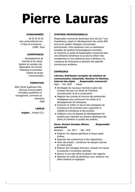 Exemple De Cv Responsable Commercial 2024