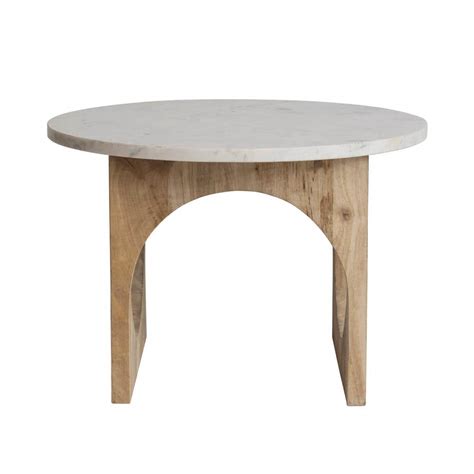 Storied Home In In Natural And White Round Marble End Table