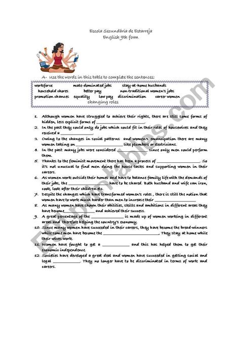 Womens Roles Esl Worksheet By Elsa Machado