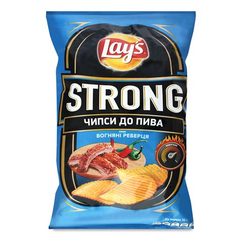 Чипсы Lay`s Strong картофельные к пиву со вкусом огненных ребрышек 120г ...
