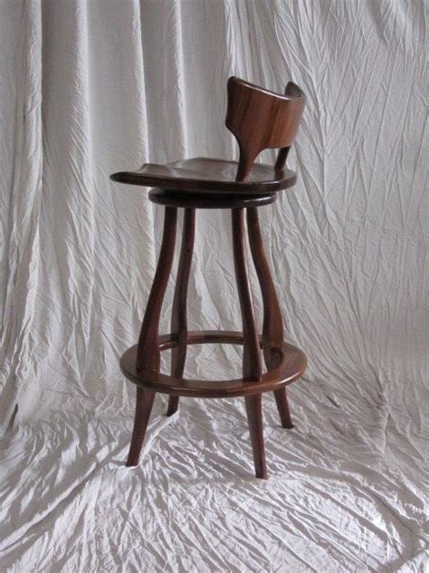 Custom Made Black Walnut Bar Stool With Swivel And Back Bar Stools