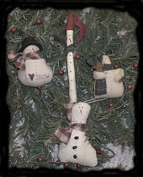 Etbc111 Primitive Snowman Ornament Epattern Etsy Snowman Ornaments