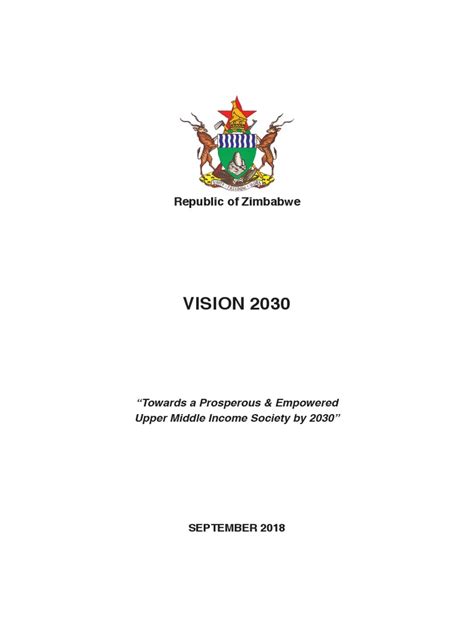 Vision 2030 Republic Of Zimbabwe Web Version Pdf Zimbabwe Fiscal Policy