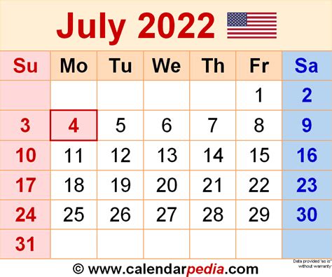 2022 July Calendar