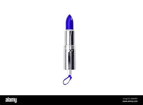 Blue Lipstick On A White Background Attributes Of Female Cosmetics