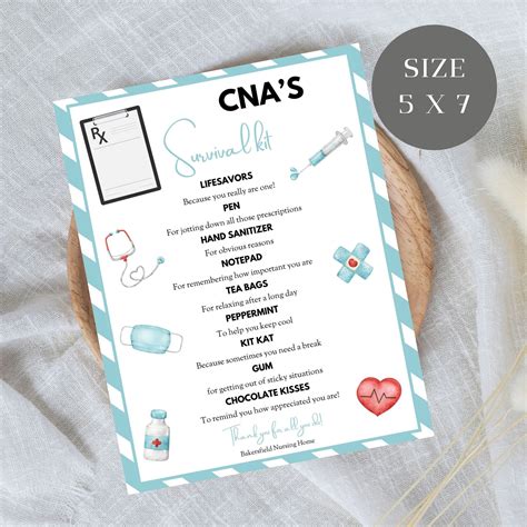 Cna Survival Kit Printable National Nursing Assistant Day Thank You