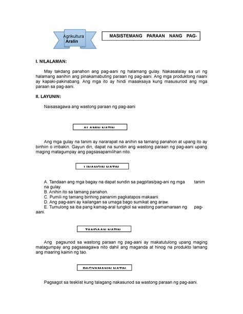 Eppagri Lmweek 4 Learn For You Agrikultura Aralin I Nilalaman May