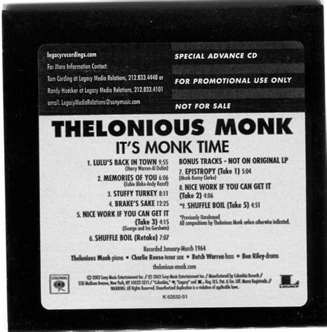 Thelonious Monk It S Monk S Time Vinyl Records LP CD On CDandLP