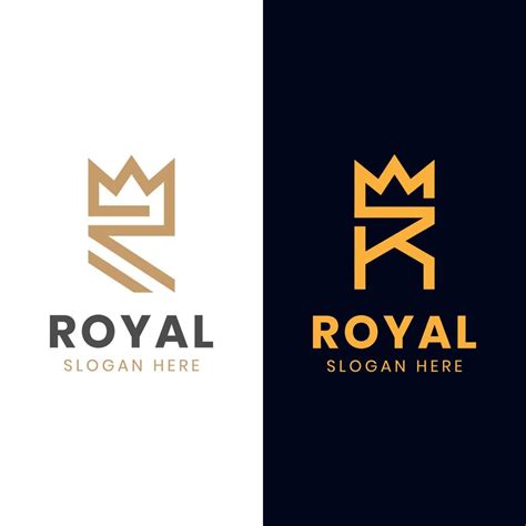 Line Letter R Logo Design Initial Logo R With Crown Royal Brand Icon