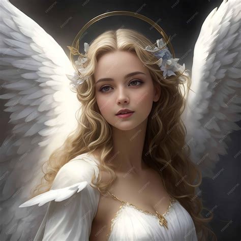 Beautiful Girl In Angel Costume With Wings On The Stage Premium Ai