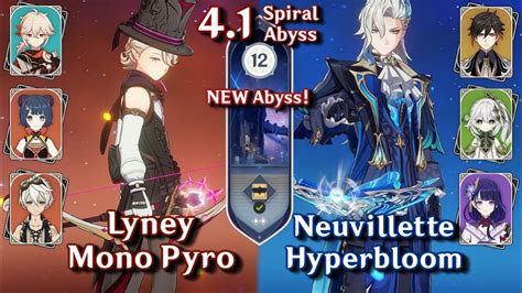 New Spiral Abyss C Neuvillette Hyperbloom Archon C Lyney Mono