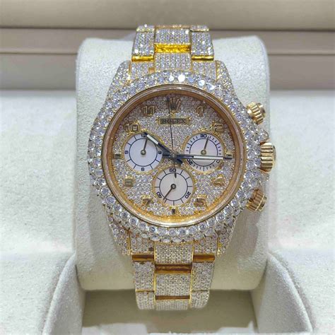 40MM Yellow Rolex Daytona Iced Out