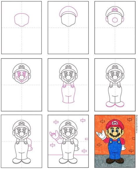 Easy How To Draw Mario Tutorial And Mario Coloring Page How To Draw