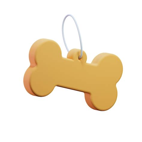 Illustration De Rendu 3d De L étiquette De Collier D os De Chien Jaune