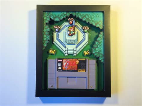 Zelda A Link To The Past Cartridge Holder Shadow Box For Snes With Optional Replica Cart