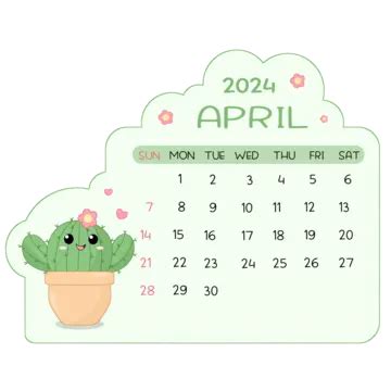 Calendario Abril Lindo Cactus Png Dibujos Calendario