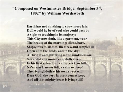 Composed Upon Westminster Bridge September 3 1802 Google Search In