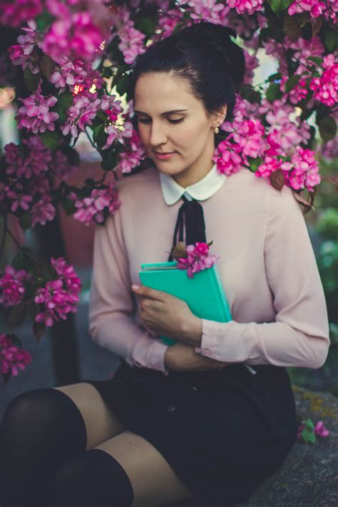 Free Images Blossom Book Person Woman Photography Flower Purple