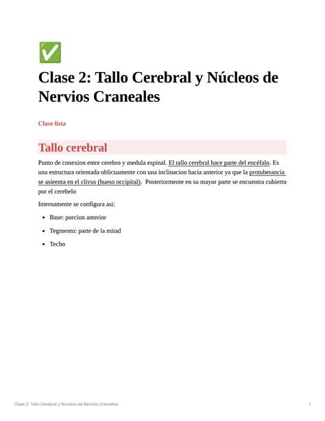 Solution Tallo Cerebral Y Nu Cleos De Nervios Craneales Studypool