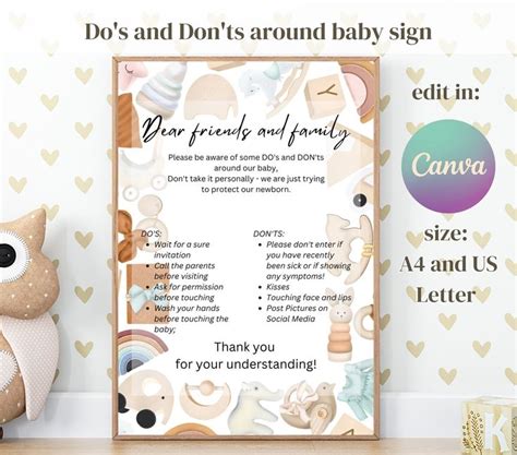 Editable Baby Visitors Do S And Don Ts Sign Baby Visitor Rules Baby