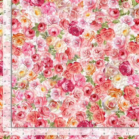 Timeless Treasures Romance Packed Roses Pink Cotton Fabric Bty Michaels