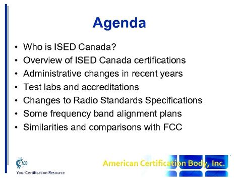ACB ISED Canada Radio Certification Michael Derby ACB