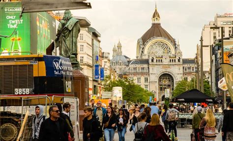 Antwerp Flanders Belgium August Old Town In The Background