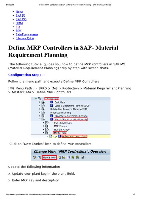 Pdf Define Mrp Controllers In Sap Material Requirement Planning