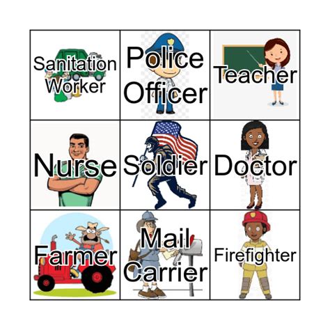 Community Helpers Bingo Card